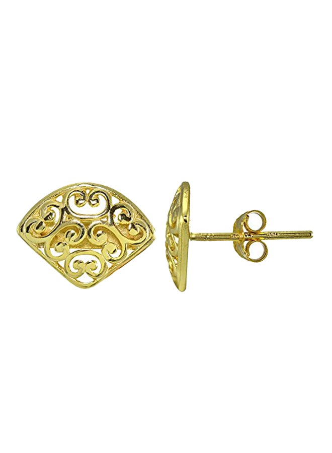 Hoops & Loops - Sterling Silver Vintage Filigree Fan Triangle Stud Earrings - Image 1
