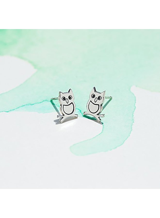 Boma - Sterling Silver Owl Stud Earrings - Image 1