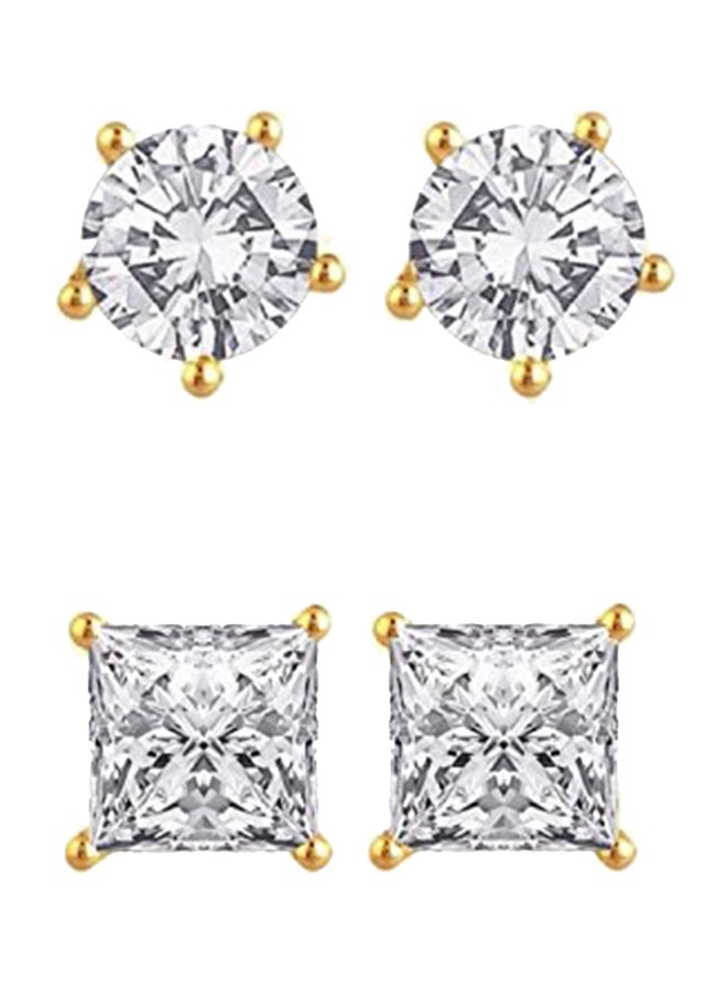 ماركة غير محددة - مجموعة أقراط سوليتير مكونة من زوجين - Image 1