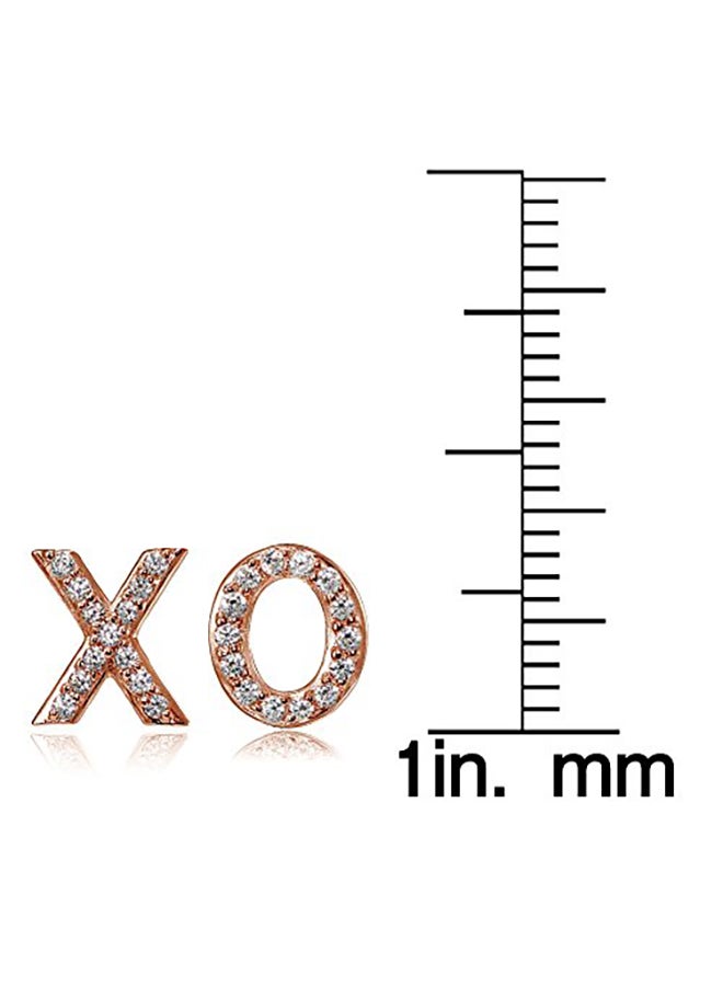 Hoops & Loops Rose Gold Plated Sterling Silver Cubic Zirconia X And O Stud Earrings - Image 3