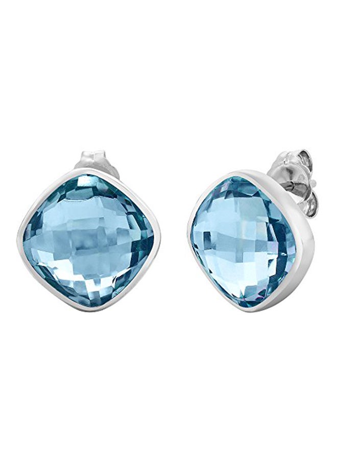 جم ستون كينج أقراط كبس من الفضة الإسترليني عيار 925 مرصعة بالتوباز بوزن 12.00 قيراطاً - Image 1