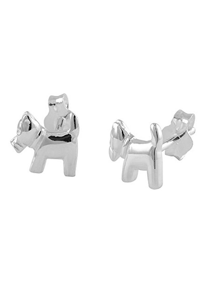 925 Sterling Silver Small Dog Stud Earrings