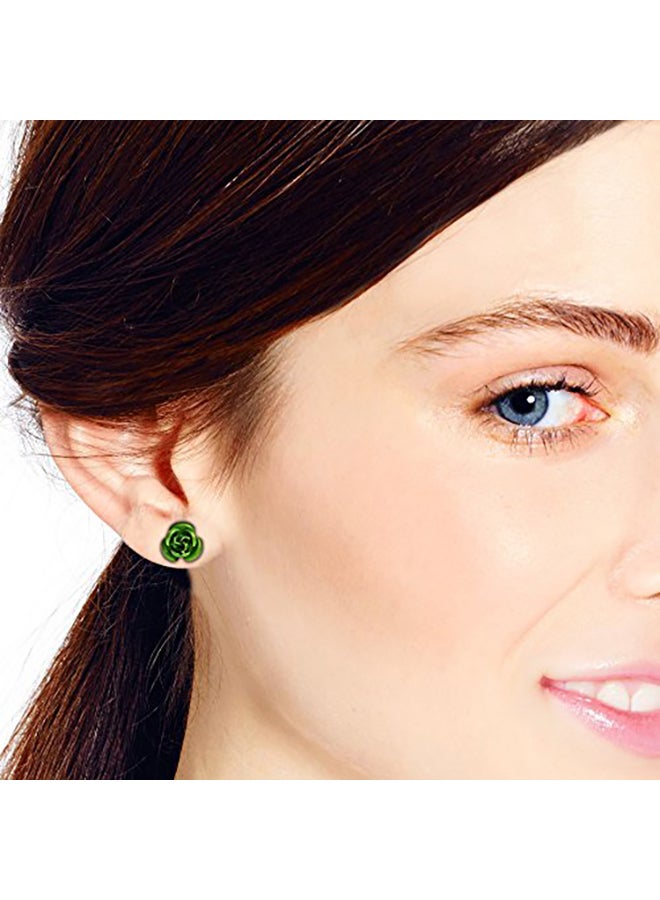 ايرافيدا أقراط كبس بتصميم زهرة متفتحة من الفضة الإسترليني عيار 925 - Image 3