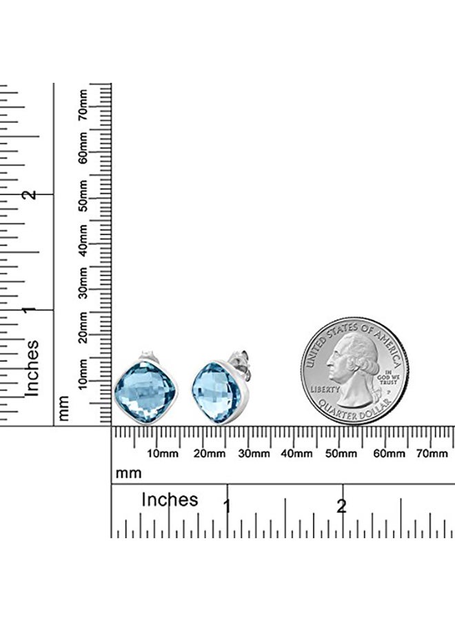 جم ستون كينج أقراط كبس من الفضة الإسترليني عيار 925 مرصعة بالتوباز بوزن 12.00 قيراطاً - Image 2