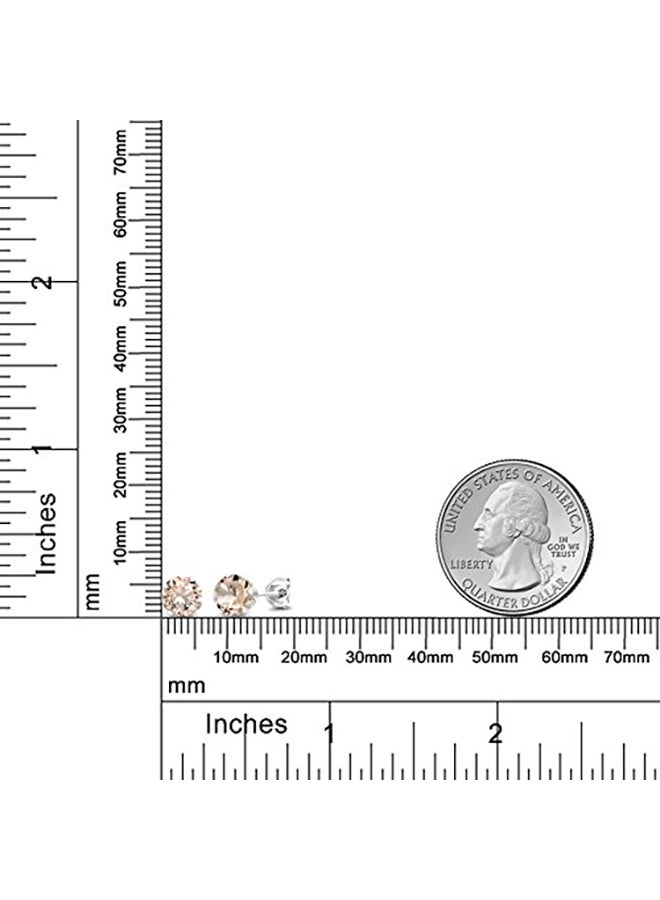 جم ستون كينج حلق أذن كبس من الفضة الإسترلينية عيار 925 مرصع بحجر المورغنايت عيار 1.20 قيراط دائري الشكل - Image 2