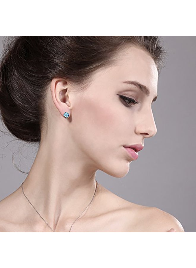 جم ستون كينج أقراط كبس من الفضة الإسترليني عيار 925 مرصعة بالتوباز بوزن 12.00 قيراطاً - Image 3