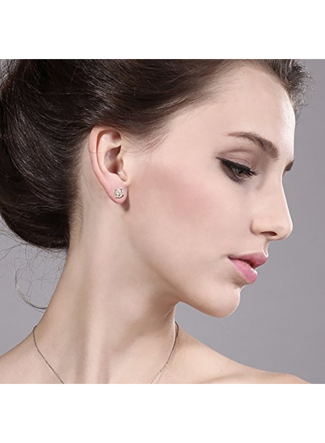 جم ستون كينج حلق أذن كبس من الفضة الإسترلينية عيار 925 مرصع بحجر المورغنايت عيار 1.20 قيراط دائري الشكل - Image 3