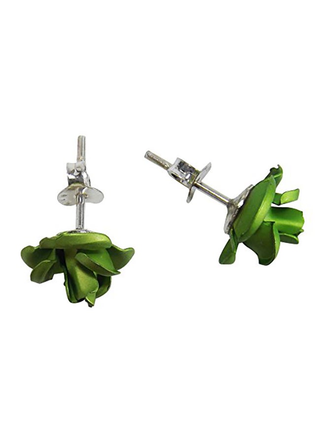 ايرافيدا أقراط كبس بتصميم زهرة متفتحة من الفضة الإسترليني عيار 925 - Image 2