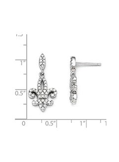 Sonia Jewels 925 Sterling Silver Fleur De Lis Zircon  Tear Drop Style Earrings  - Image 2