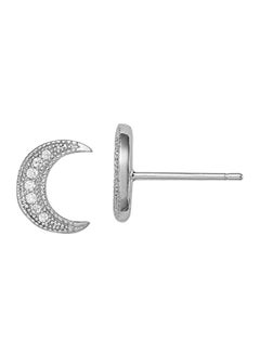 Sonia Jewels Sterling Silver Cubic Zirconia Crescent Moon Stud Earrings  - Image 1