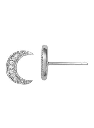 Sterling Silver Cubic Zirconia Crescent Moon Stud Earrings - v1551276933/N21545544A_1