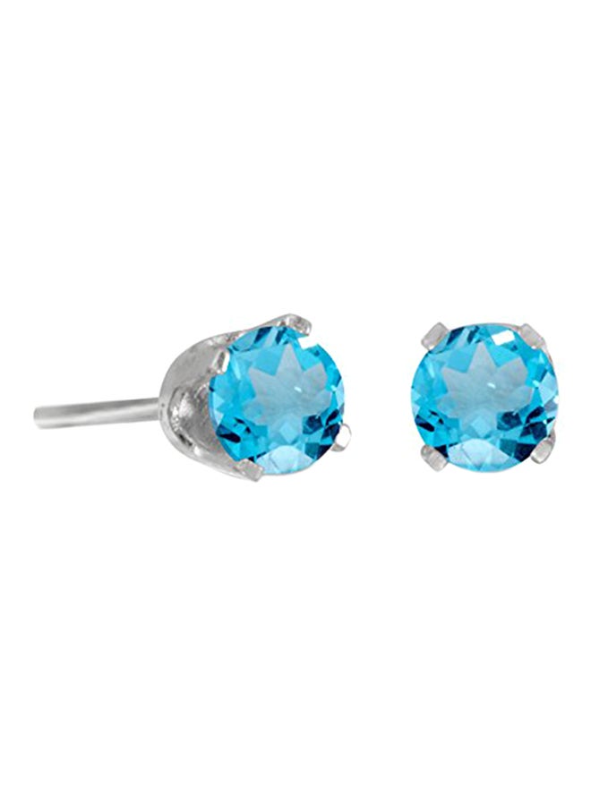 Sterling Silver Round Topaz Stud Earrings