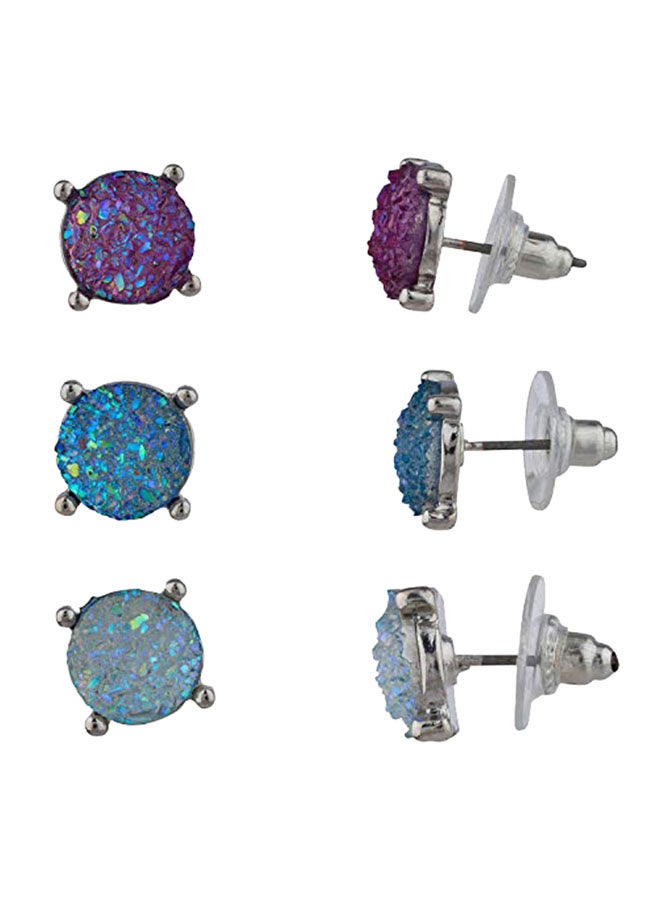 Lux Accessories 3-Pair Crystal Stud Earrings - Image 1