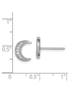 Sonia Jewels Sterling Silver Cubic Zirconia Crescent Moon Stud Earrings  - Image 2