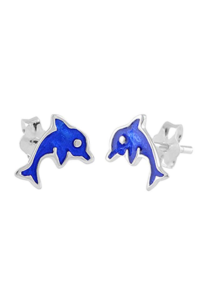 Sterling Silver Dolphin Stud Earrings