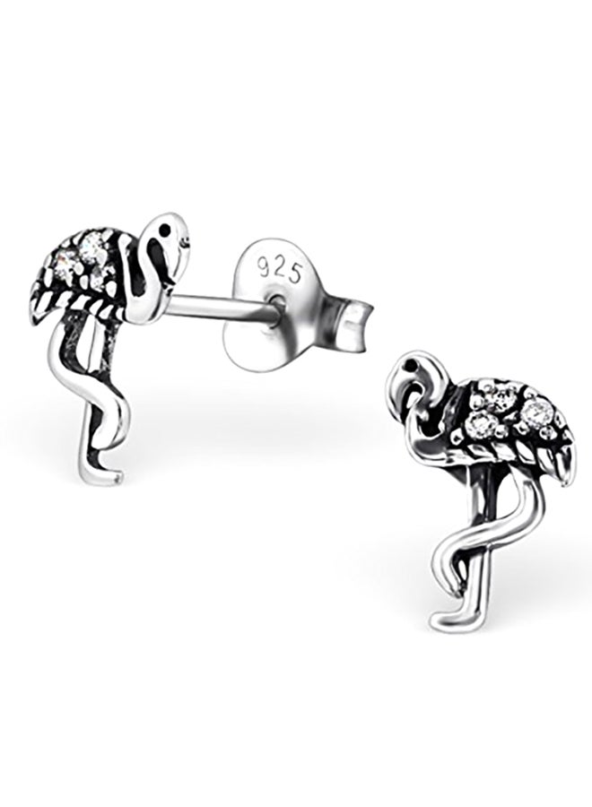 PTN Silver Jewelry Sterling Cubic Zirconia Crystals Flamingo Studs Earring E22004 
