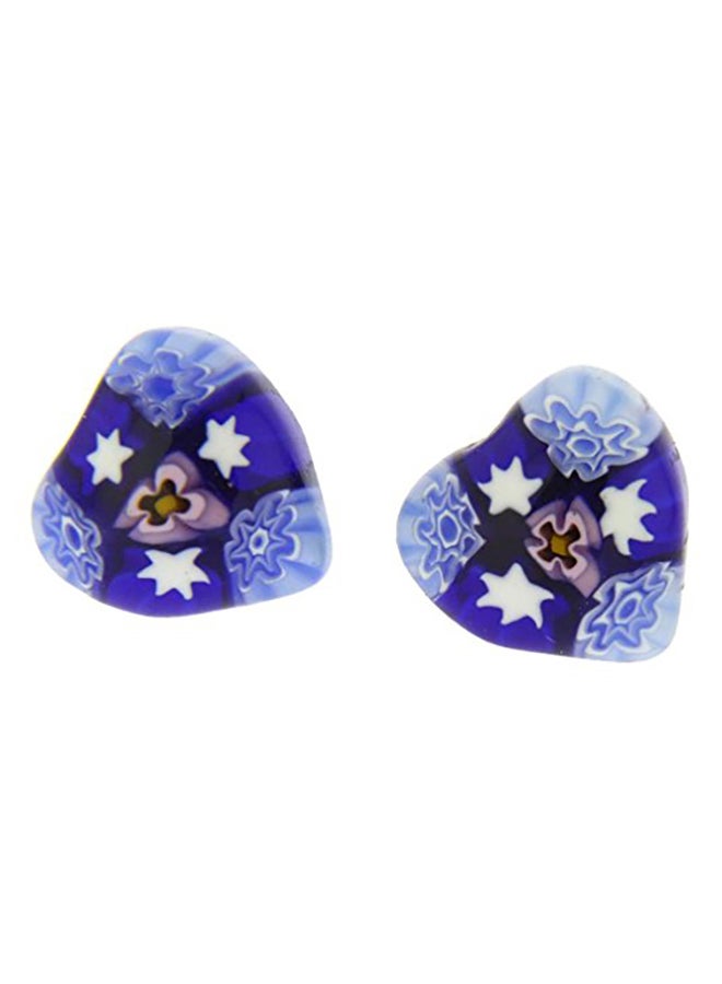 GlassOfVenice Murano Glass Millefiori Heart Stud Earrings - Image 1