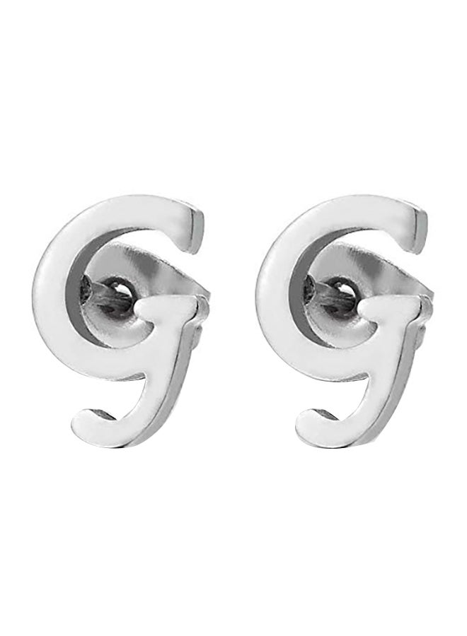 COOLSTEELANDBEYOND - Alphabet G Stud Earrings - Image 1