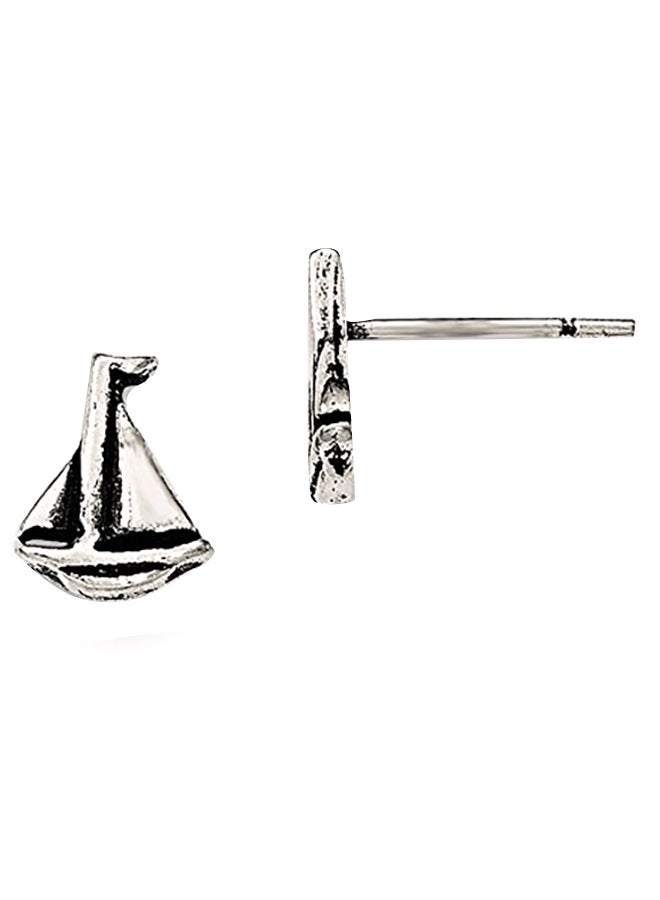 Sterling Silver Antique Sailboat Stud Earrings