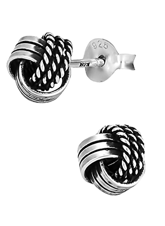 Kinzie Fashion - 925 Sterling Silver Oxidized Braided Love Knot Stud Earrings - Image 1