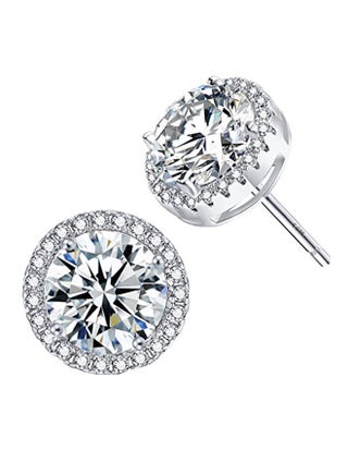 18 Karat Rose Gold Plated Sterling Silver 1.66 Carat Opal Cluster Round Cut Stud Earrings - v1551277384/N21547401A_1