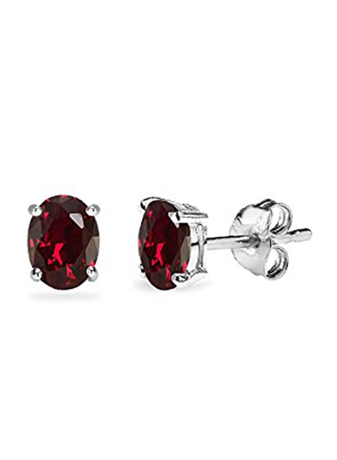 Sterling Silver Ruby Oval-Cut Solitaire Stud Earrings - v1551277455/N21547324A_1