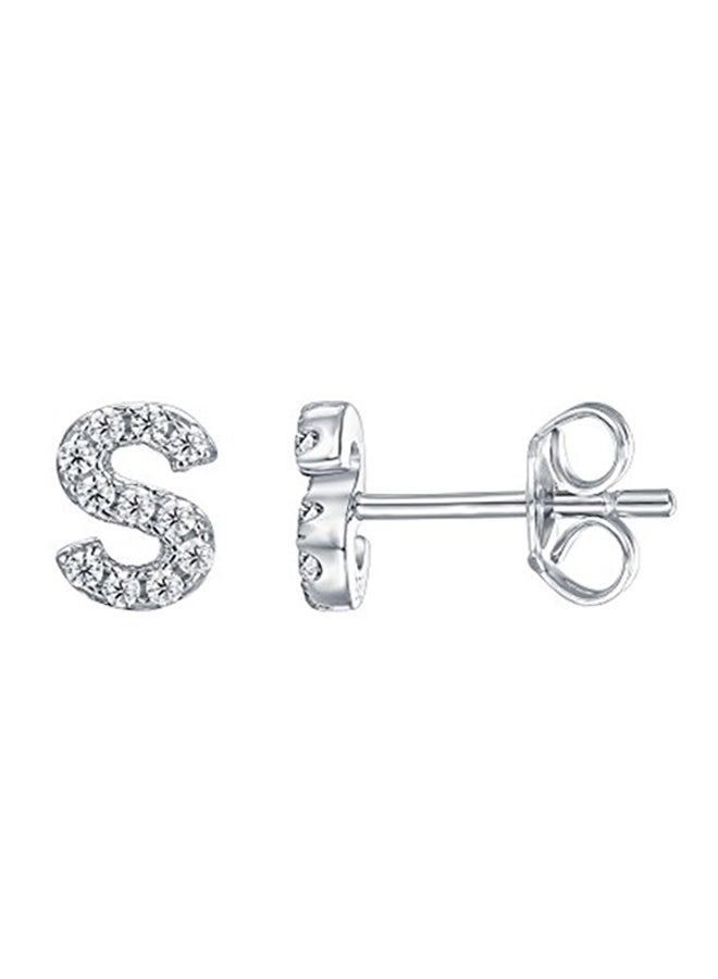 925 Sterling Silver Alphabet S Stud Earrings - v1551277476/N21546910A_1