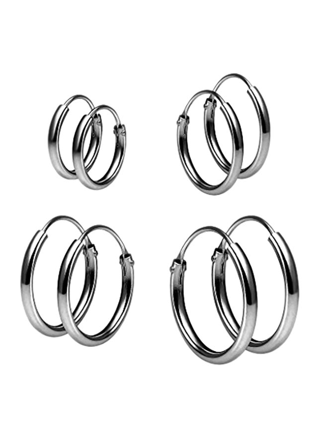 Silverline Jewelry - 4-Pair Rhodium Plated Sterling Silver Hoop Earrings Set - Image 1