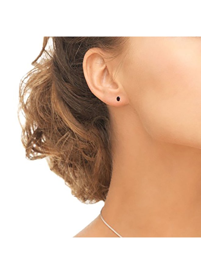 GemStar USA Sterling Silver Ruby Oval-Cut Solitaire Stud Earrings - Image 3