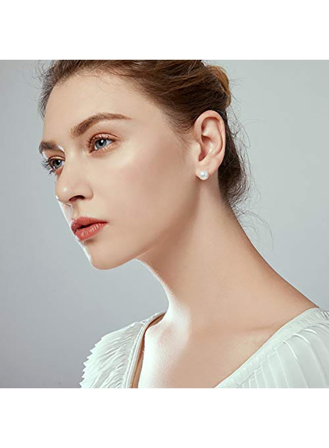JORA Sterling Silver White Freshwater Pearl Stud Earrings - Image 2