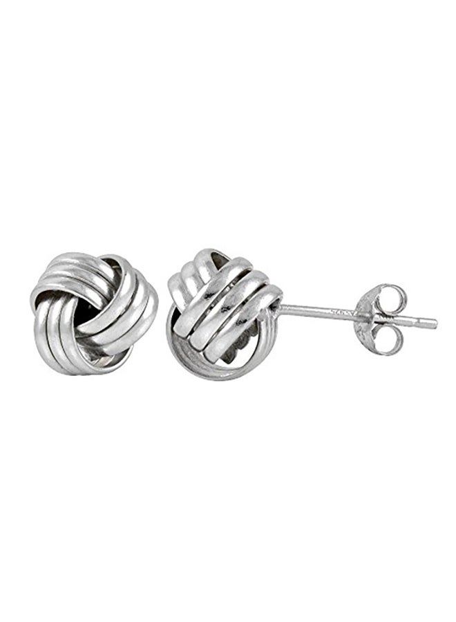 Hoops & Loops - Sterling Silver Love Knot Stud Earrings - Image 1