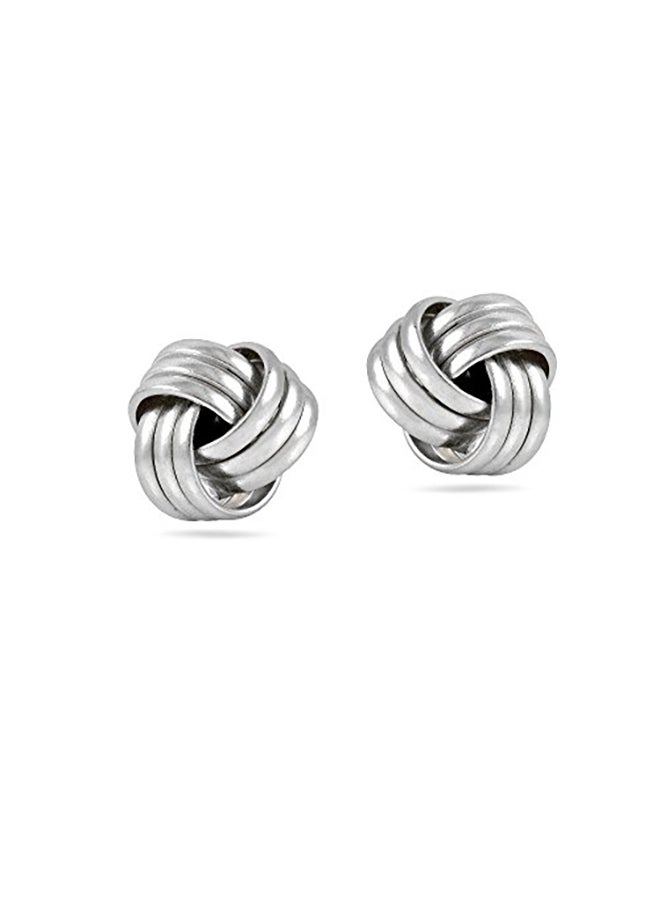 Hoops & Loops - Sterling Silver Love Knot Stud Earrings - Image 1