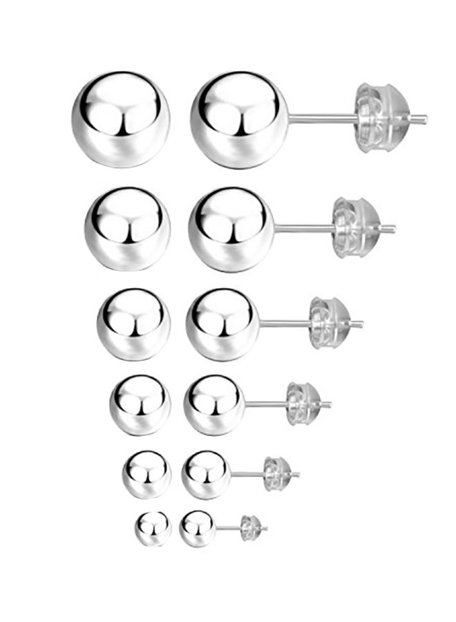 JADENOVA 6-Pair Sterling Silver Round Ball Stud Earrings Set - Image 1