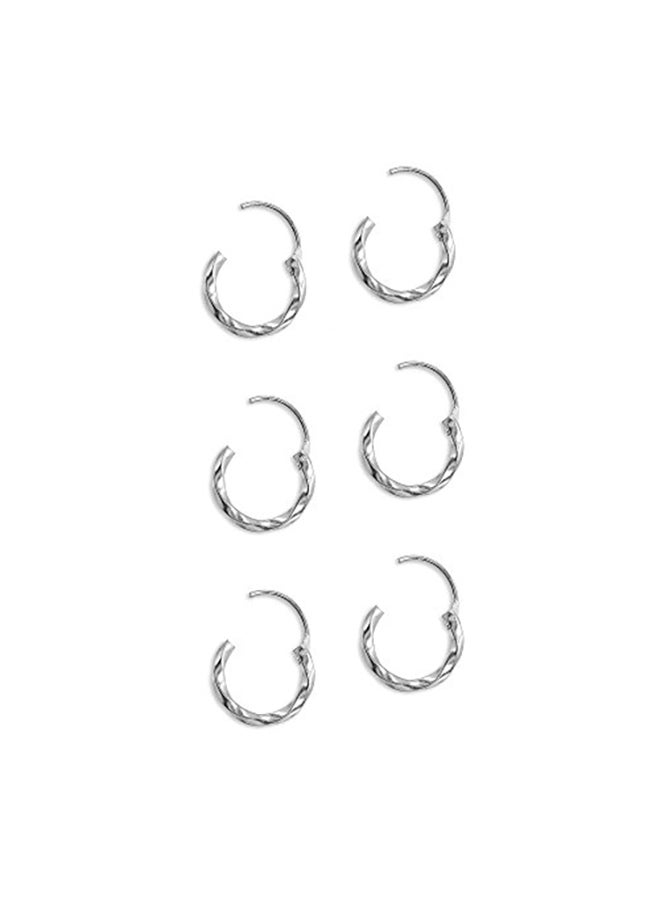 Hoops 4 Less 3-Pair Sterling Silver Twist Hoop Earrings Set - Image 2