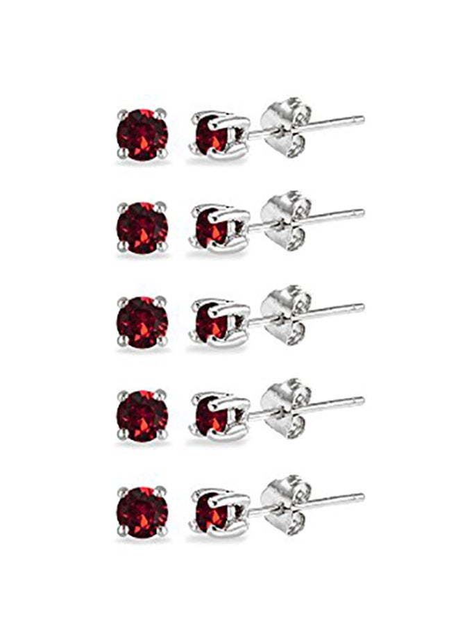 5 Pair Sterling Silver Round Stud Earrings Set - v1551277661/N21547549A_1