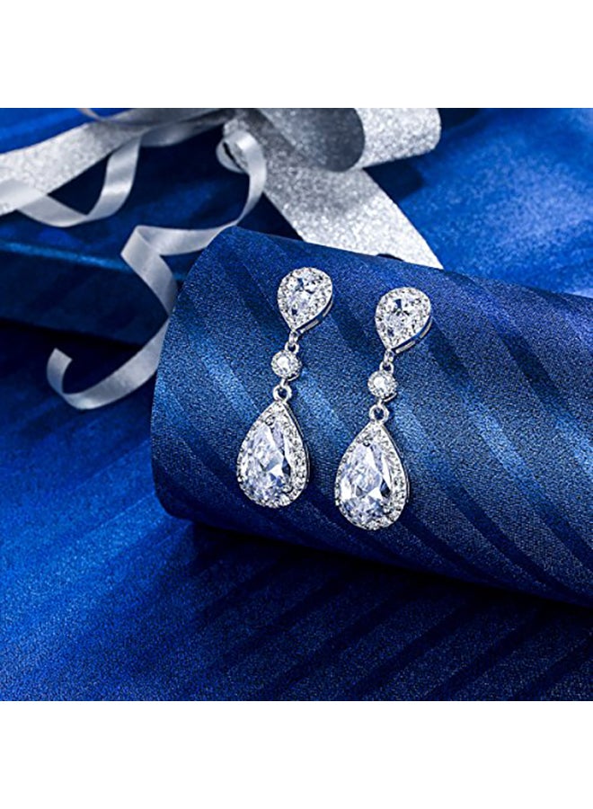 EleQueen 925 Sterling Silver Cubic Zirconia Dangle Earrings - Image 3