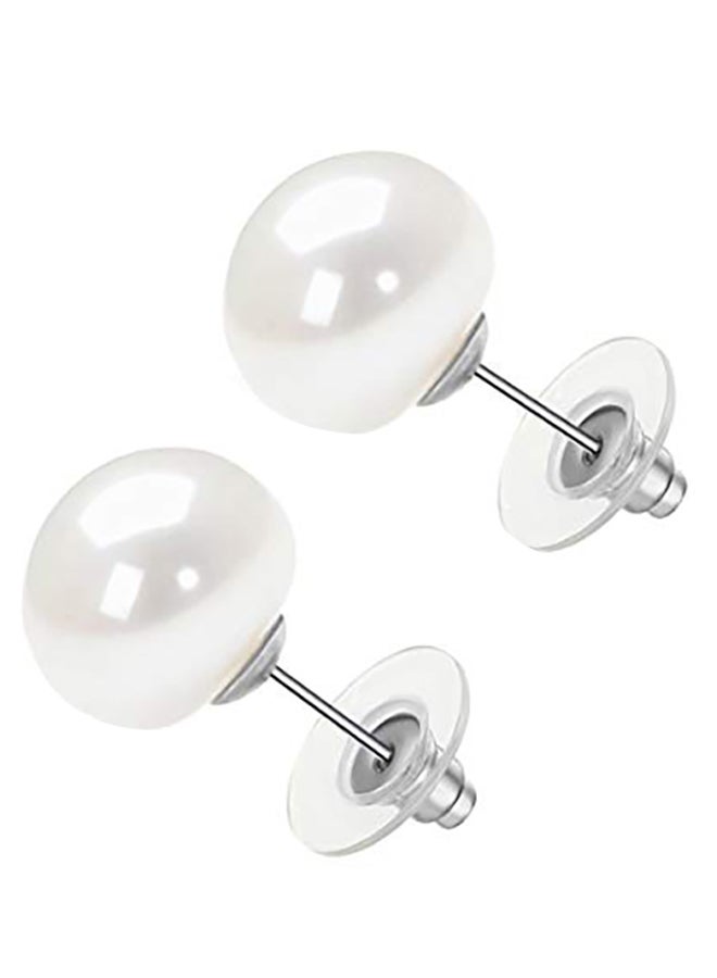 JORA Sterling Silver White Freshwater Pearl Stud Earrings - Image 1