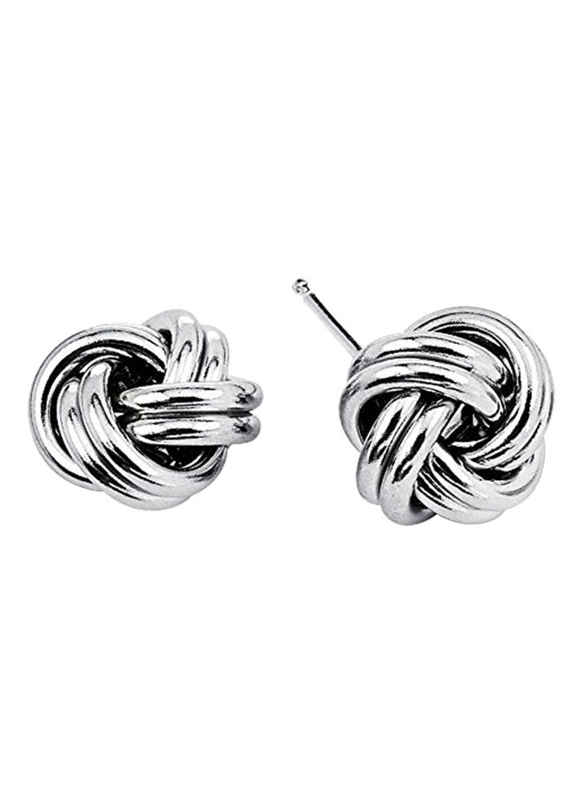 أقراط كبس بتصميم ملتف من الفضة الإسترليني عيار 925