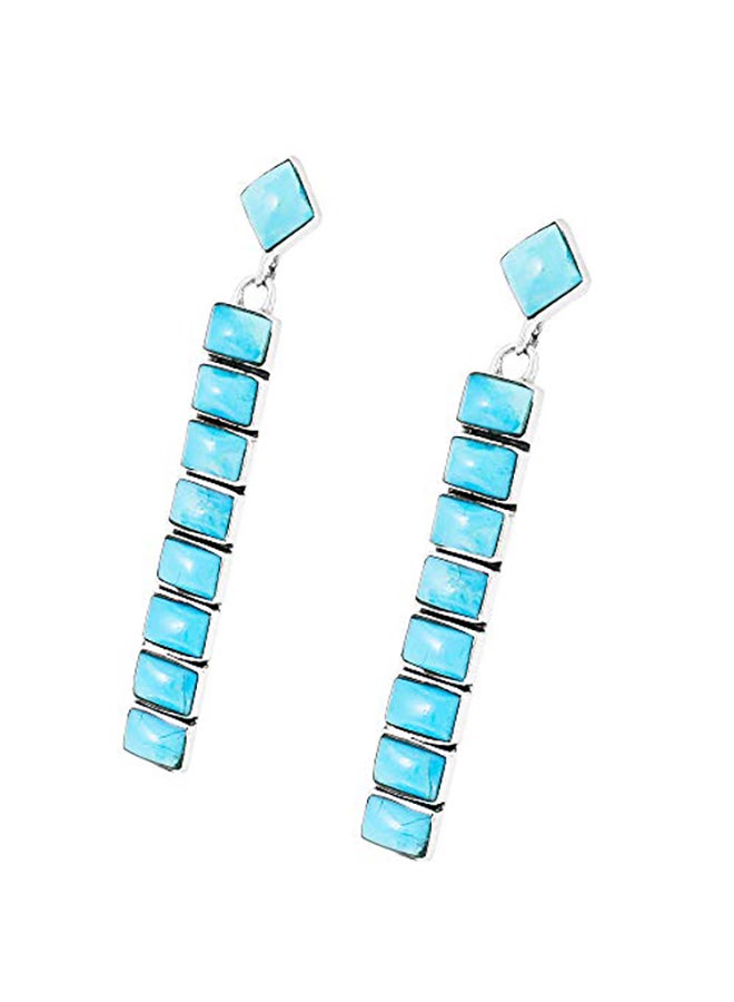 تركواز نتوورك أقراط متدلية من الفضة الإسترلينية عيار 925 ومزينة بحجر الفيروز - Image 2