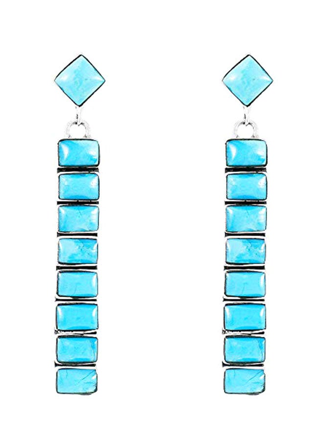 تركواز نتوورك أقراط متدلية من الفضة الإسترلينية عيار 925 ومزينة بحجر الفيروز - Image 1