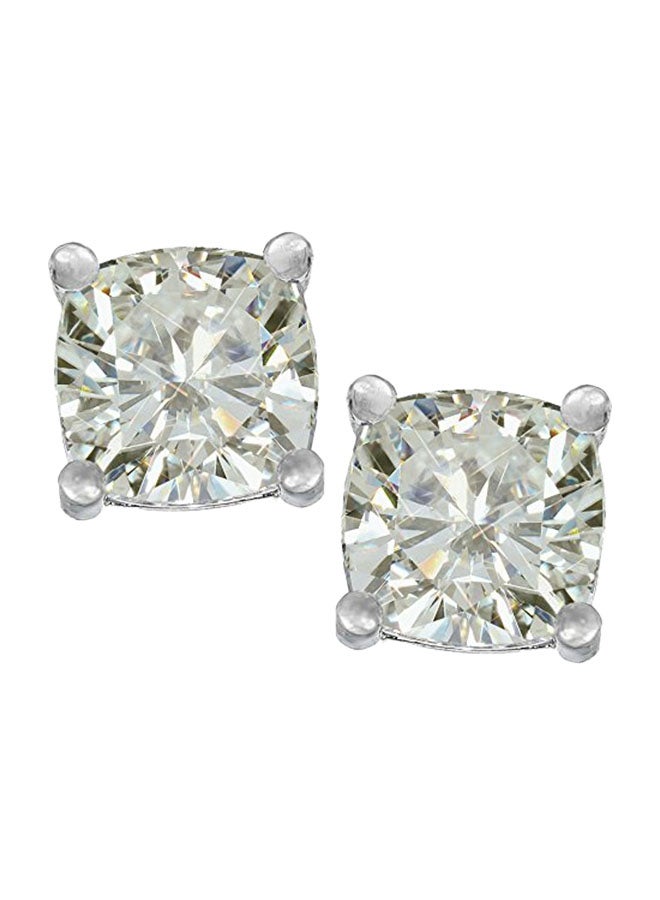 Star K Sterling Silver Topaz Cushion Cut Stud Earrings - Image 1