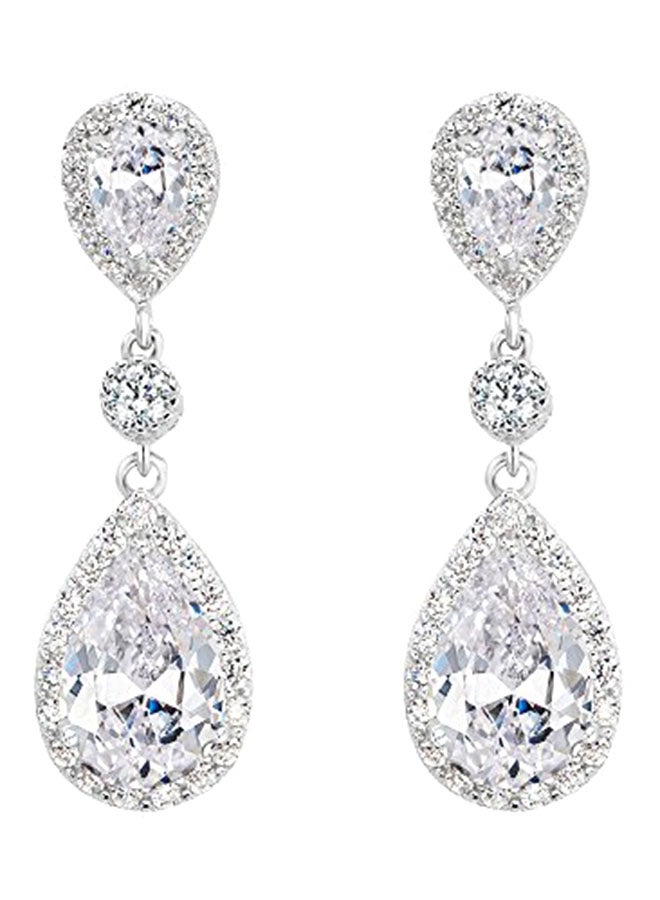 EleQueen 925 Sterling Silver Cubic Zirconia Dangle Earrings - Image 1