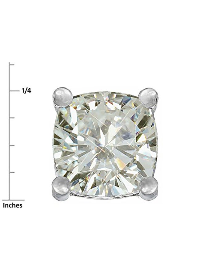 Star K Sterling Silver Topaz Cushion Cut Stud Earrings - Image 2