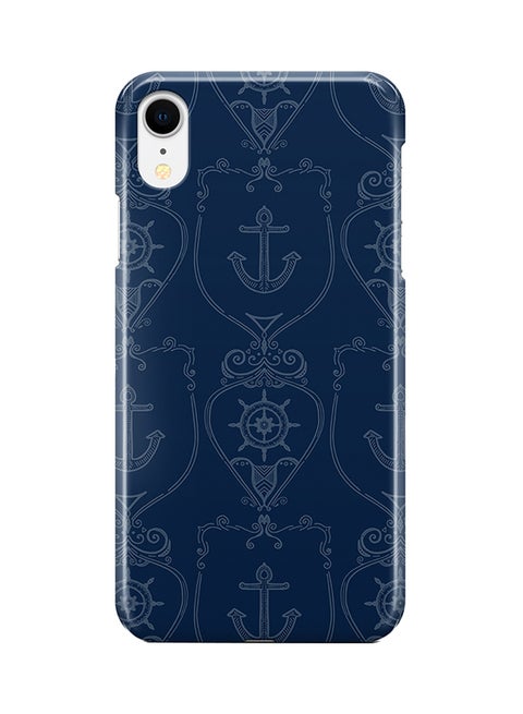 Protective Case Cover For Apple iPhone XR Nautical Logo Pattern Navy Blue