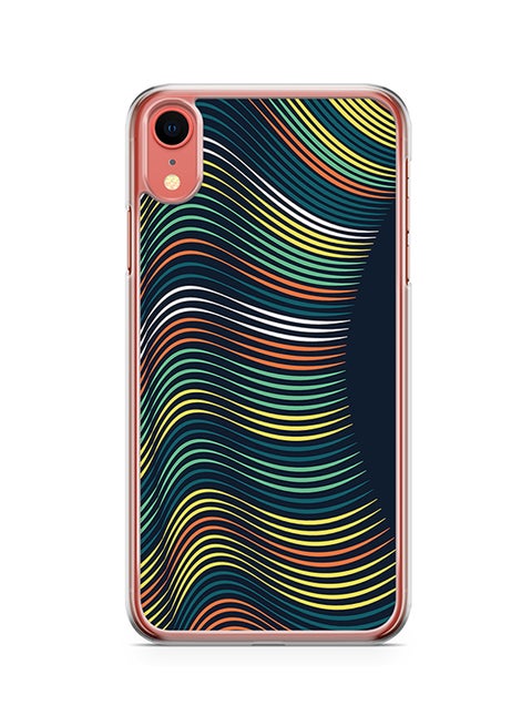 Transparent Edge Protective Case Cover For Apple iPhone XR Elegant Waves And Lines