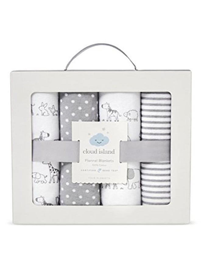 cloud island Pack Of 4 Flannel Receiving Blankets - Image 1