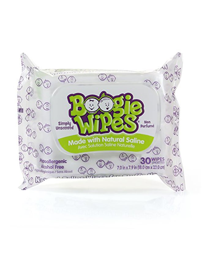 Boogie Wipes Pack Of 3 Gentle Saline Stuffy Noses Wipes, 30 Count - Image 2