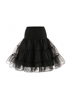 Vintage Crinoline Tutu Midi Petticoat Skirt Black