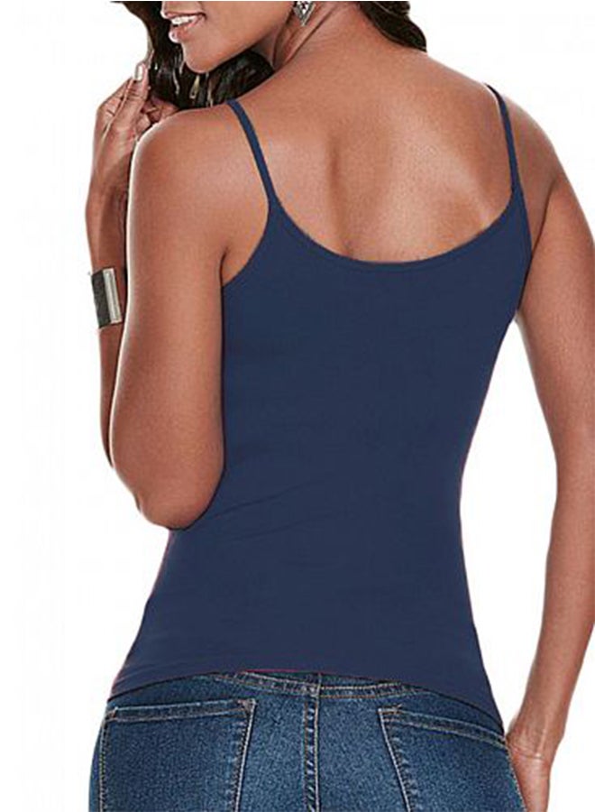 Generic - Criss Cross Backless Bodycon Tunic Top Dark Blue - Image 1