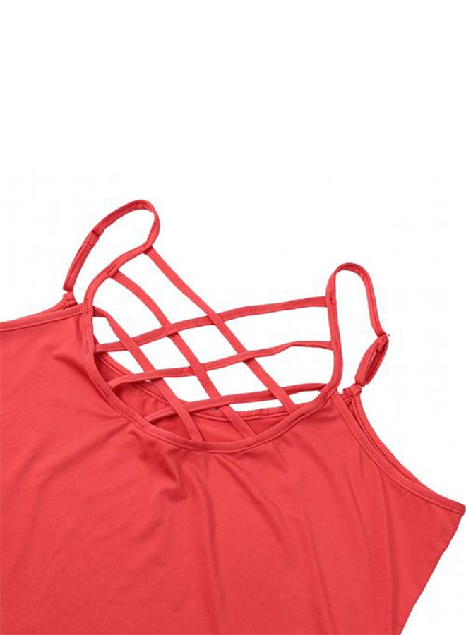 Generic - Criss Cross Backless Bodycon Tunic Top Watermelon Red - Image 1